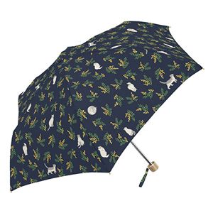 三国 MKN 55cm耐風楽ミニ傘 小花と猫 ネイビー S2113704