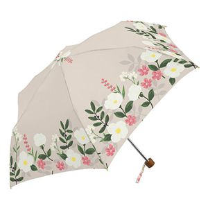 三国 MKN 55cm耐風楽ミニ傘 フローラルペインティング ベージュ S2114015